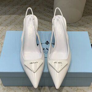 Prada White Slingback Heels